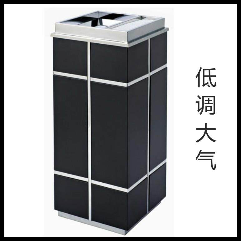 不锈钢酒店垃圾桶商场中式垃圾桶几何方格垃圾箱黑色方形垃圾桶