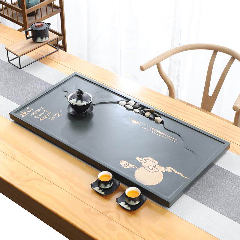 天然天罗绿石茶盘整块抛光家用办公室中式原石简约轻奢高档茶台