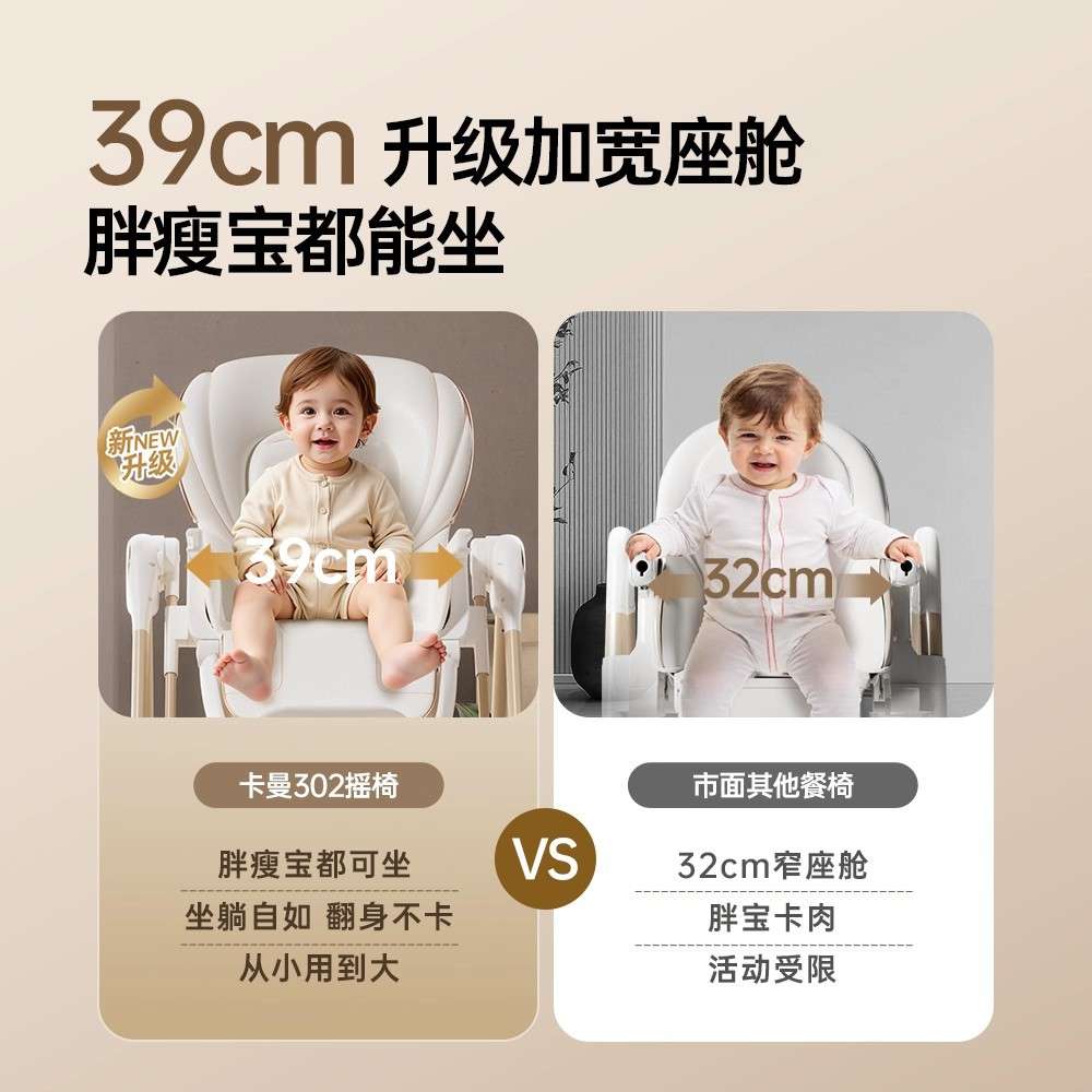 卡曼karmababy宝宝餐椅电动摇椅二合一婴儿餐桌椅多功能儿童座椅