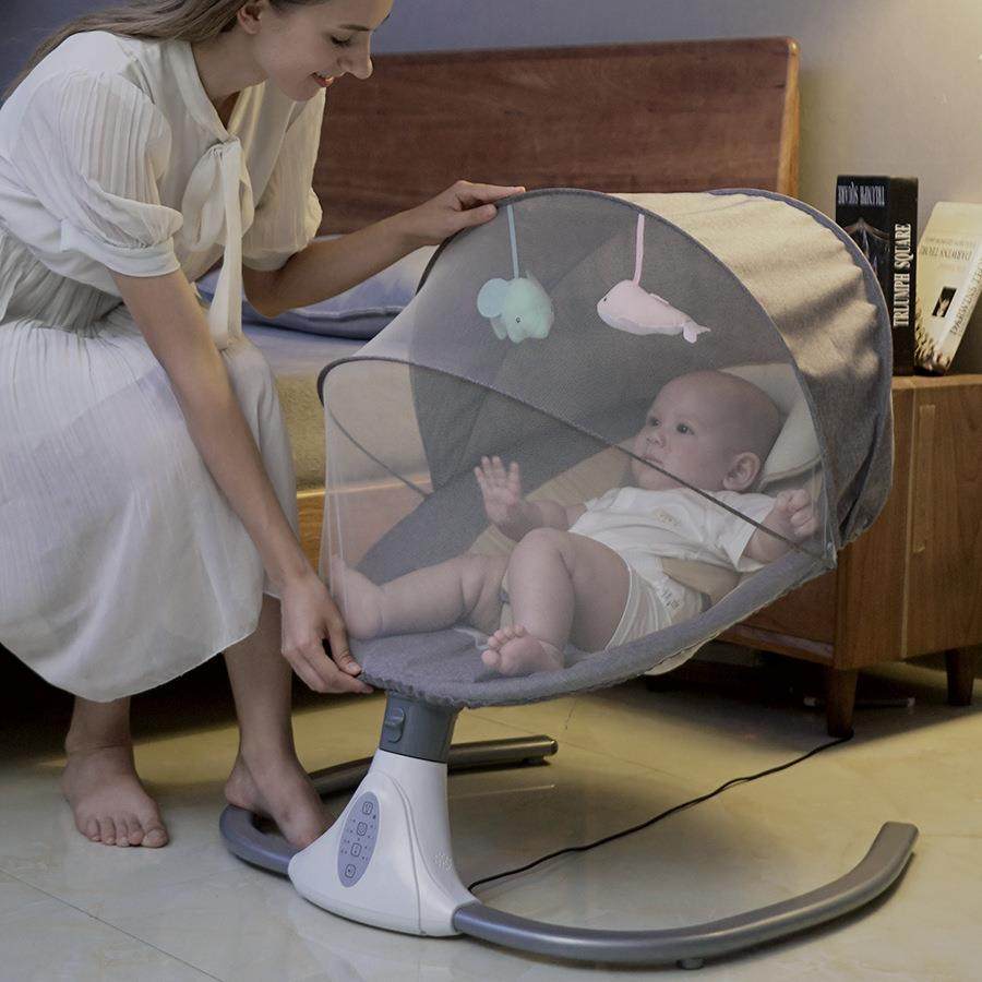 智能婴儿摇椅自动摇床源头厂家跨境摇篮哄娃睡新生儿安抚椅婴儿床