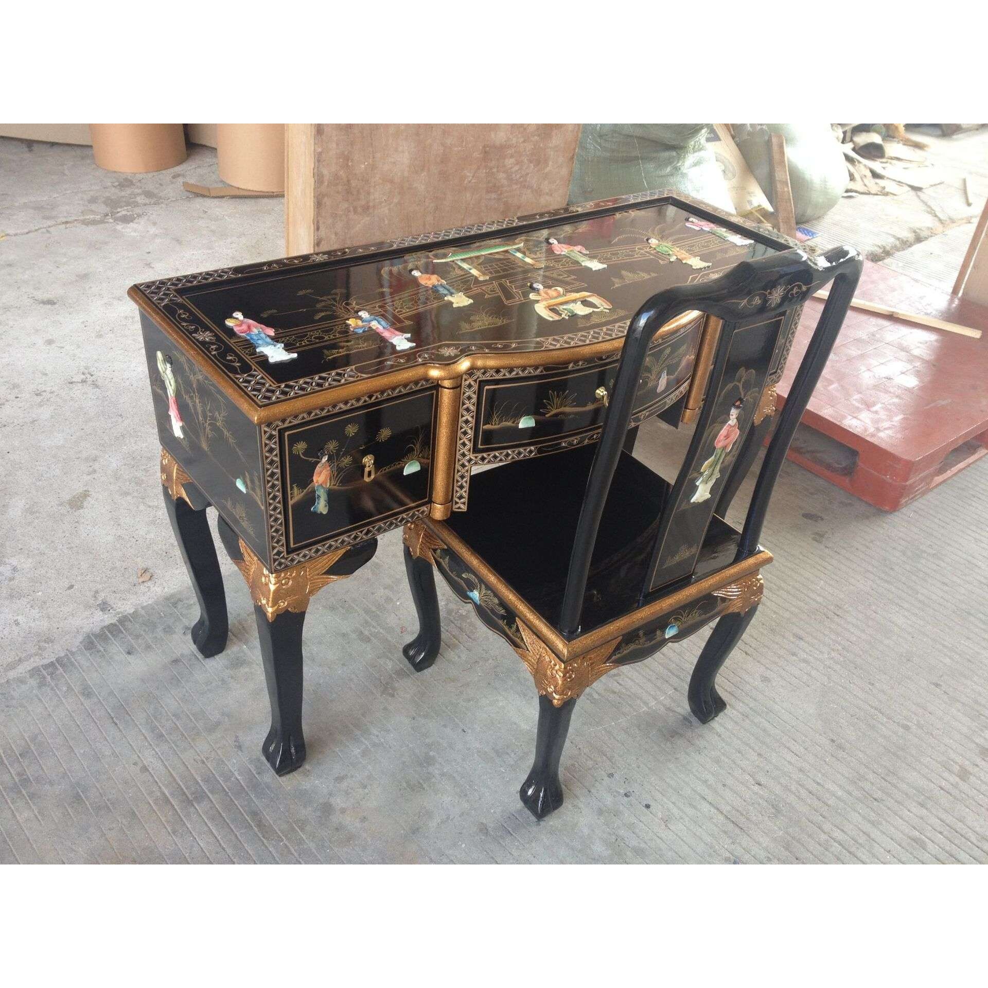 至高美皇家宫廷贝壳家具中式酒店书桌椅子组合高档办公桌工厂
