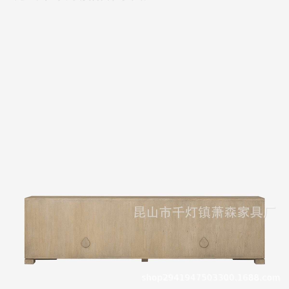 中古风实木竖条电视柜美式复古客厅落地柜橡木储物柜收纳地柜厂家