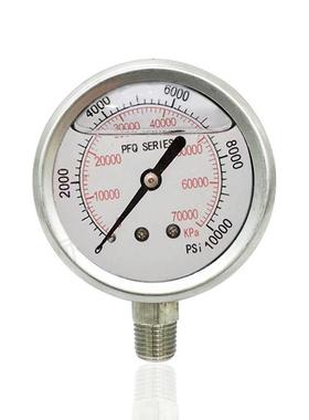 供应全钢充油注液压力表不锈钢耐震抗振径向立装YNBF6010000PSI