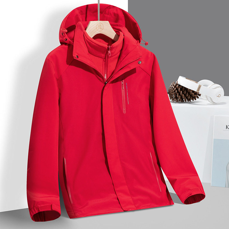 2026新款户外冲锋衣男加绒加厚大码三合一可拆卸两件套男防风