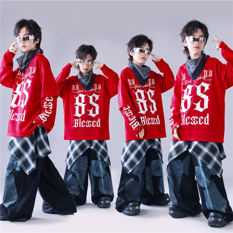 2026新款元旦儿童喜庆演出服少儿街舞服装hiphop童装架子鼓