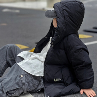 2025新款儿童连帽羽绒服冬季白鸭绒加厚中大童洋气男童潮酷冬