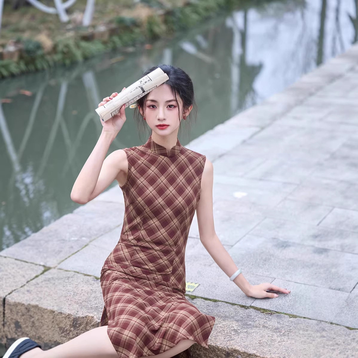 2026新款春夏季文艺女装清新中长款旗袍国风无袖气质日常改良