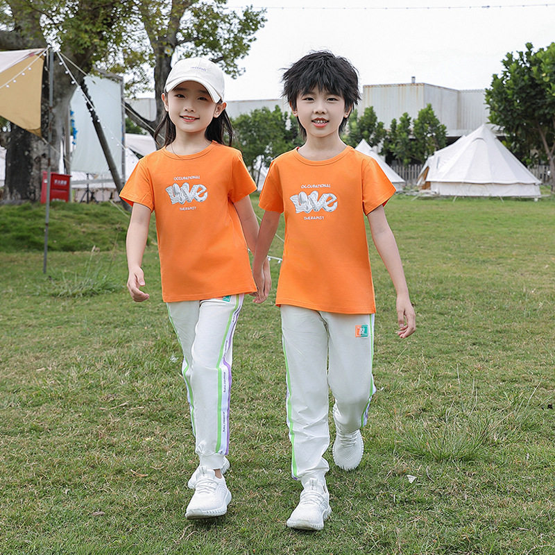 2026新款一家三口夏季亲子装母子母女运动长裤套装洋气短袖韩版批