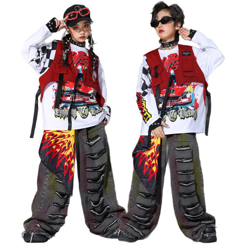 2026新款儿童嘻哈街舞演出服上衣少儿hiphop架子鼓表演服装