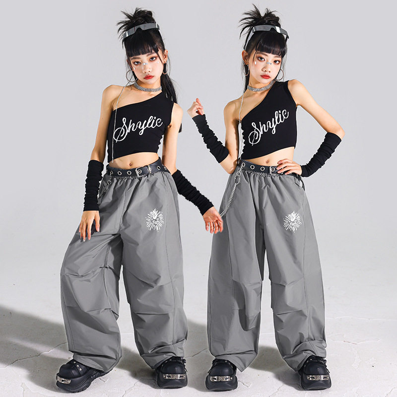 2026新款女童jazz爵士舞演出服少儿练功服背心儿童街舞表演服