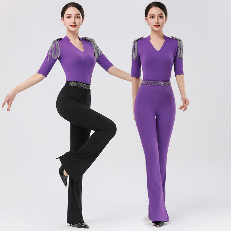 2026新款战袍形体课瑜伽步态服礼仪导师模特走秀练功服流苏肩章高