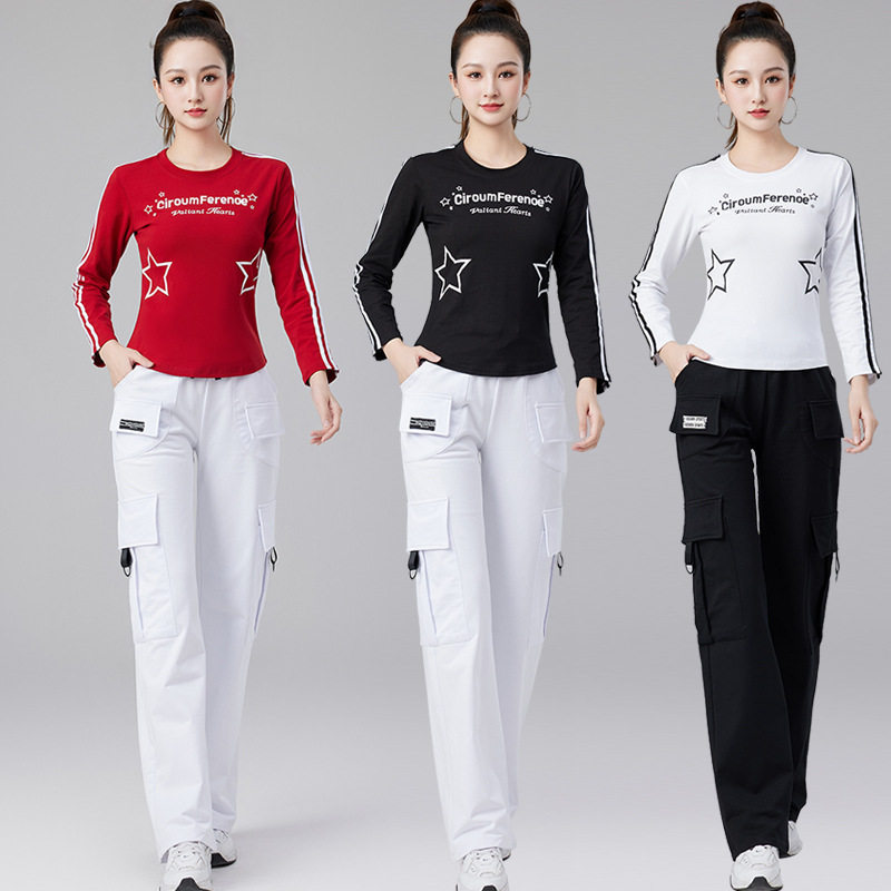 2026新款春夏广场舞服装长袖女团体健身操演出舞蹈服舞台运动