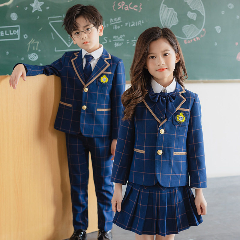 2026新款儿童西装小学生校礼服格子套装女童英伦风班服幼儿园表演