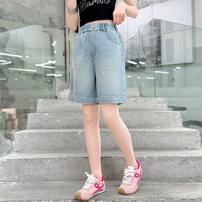 2026新款女童裤子夏季五分中大童休闲短裤儿童初中生薄款牛仔裤高
