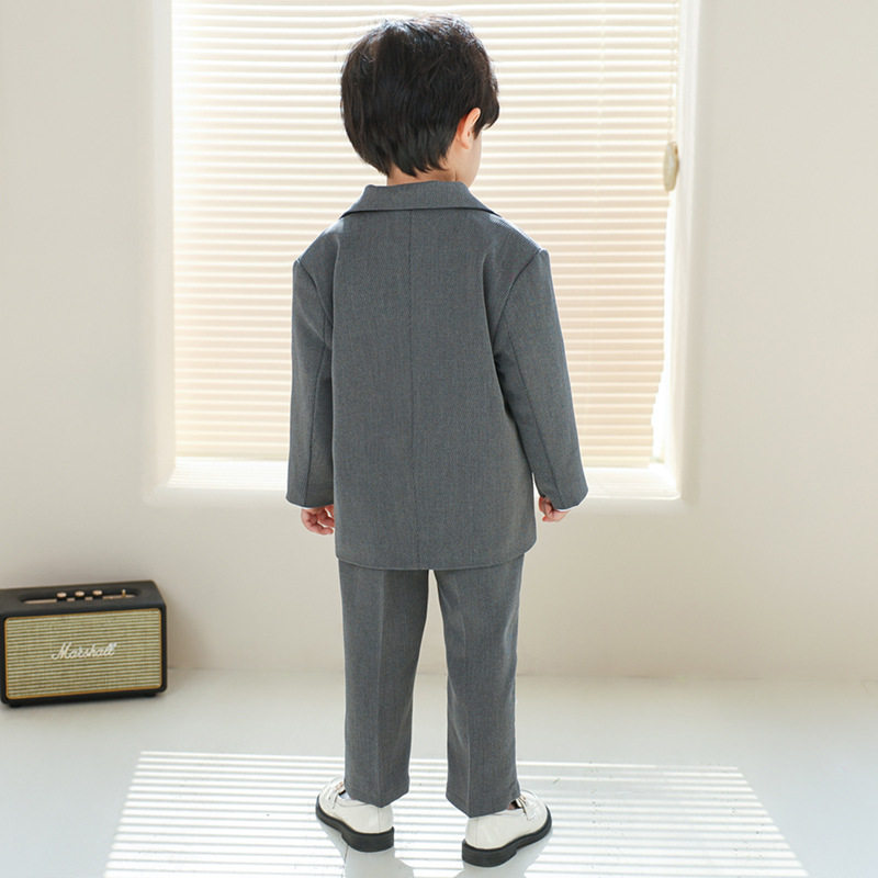 2026新款儿童休闲西装秋款英伦帅气西服套装男童活动主持走秀演出