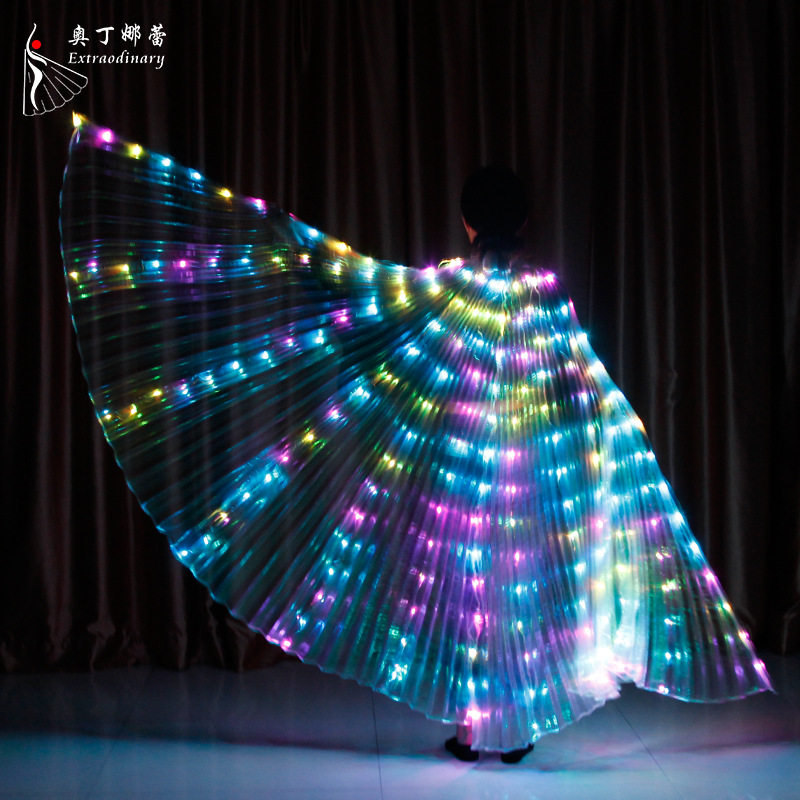 2026新款奥丁娜蕾LED翅膀肚皮舞演出服装灯光道具创意七彩蝴蝶