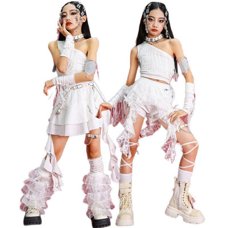 2026新款女童jazz爵士舞演出服少儿流苏背心套装儿童街舞服装