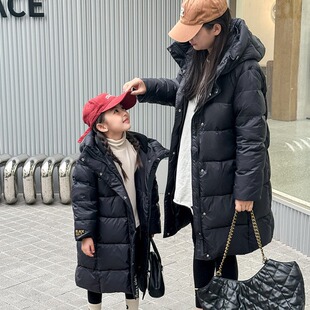 2025新款黑金羽绒服男女童款冬季过膝东北加厚极寒外套冬亲子