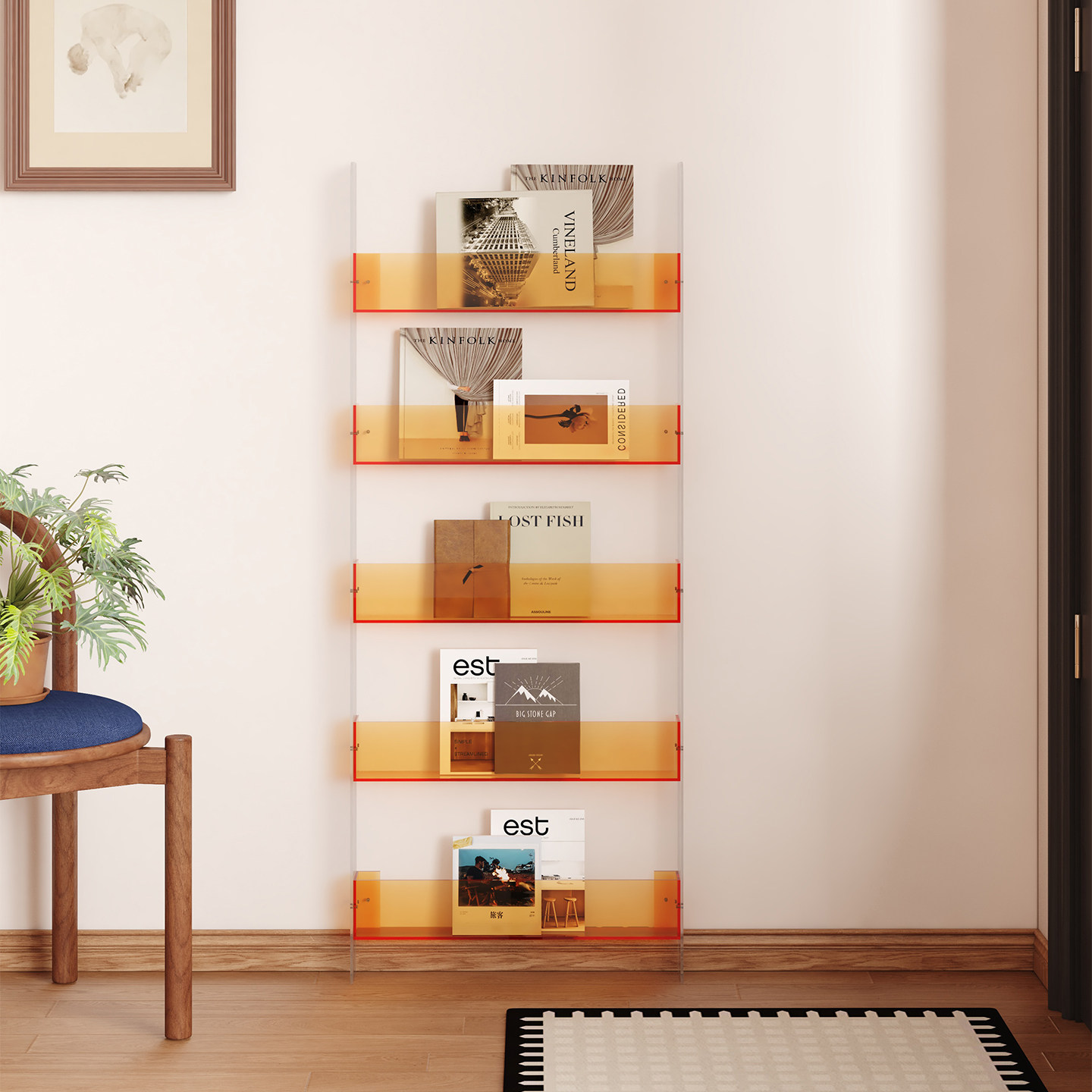 玄关过道超窄亚克力置物架多层收纳展示柜绘本杂志书架落地靠墙,住宅家具,家用陈列柜,淘宝优惠券,粉丝福利购,淘宝优惠卷