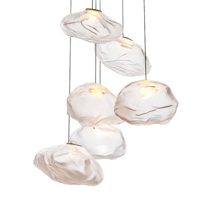 后玻璃云朵吊灯设计感中空挑空客餐厅吧台楼梯长线艺术灯