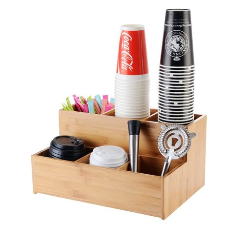 竹木收纳架咖啡纸杯架奶茶店用品杯架分杯器杯盖奶茶杯架子