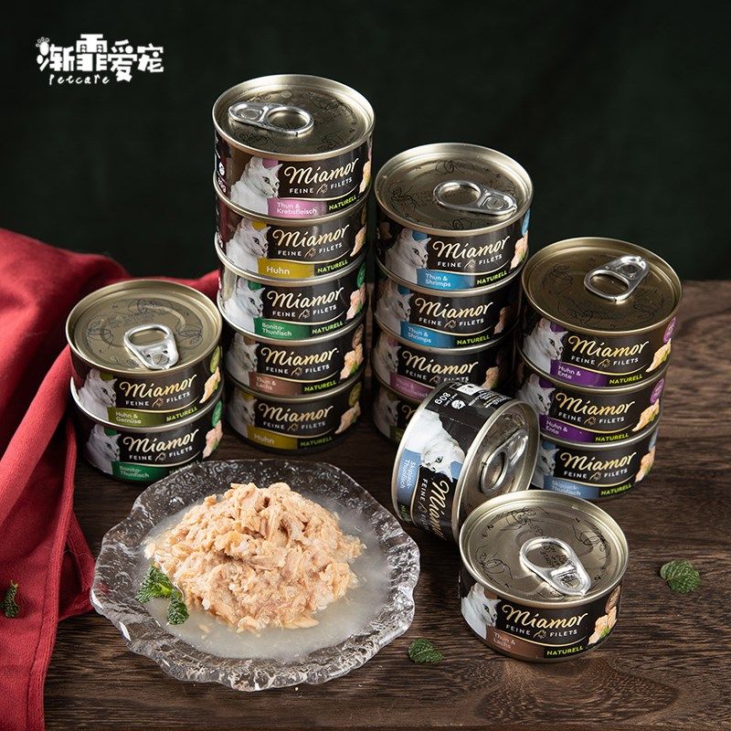 渐霏 迈阿咪迈阿密小黑罐健康罐低脂湿粮零食猫罐肉汁汤罐80g*6