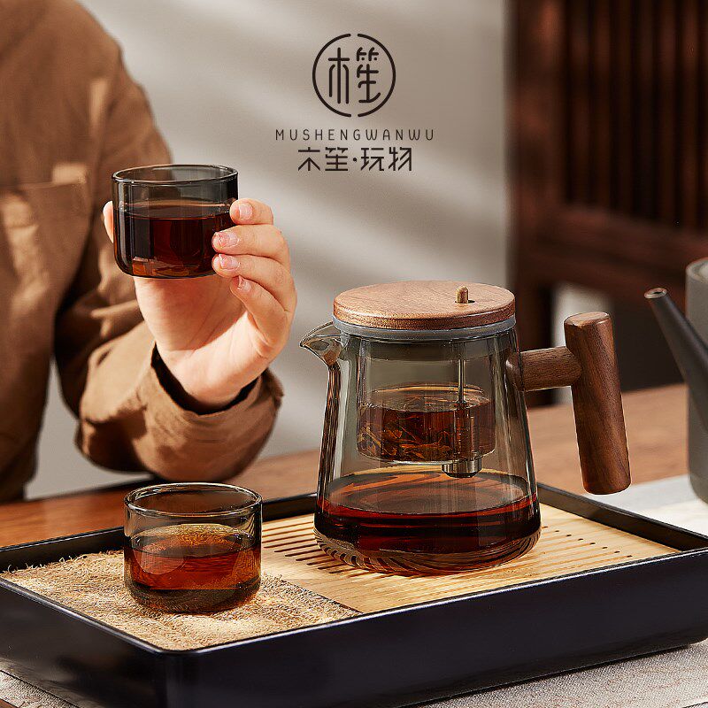 家用飘逸杯全玻璃内胆泡茶壶一键茶水分离壶按压式冲茶壶