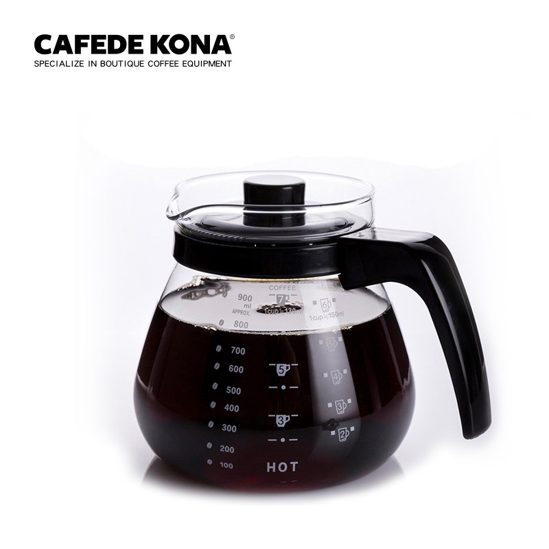 CAFEDE KONA咖啡壶 家用玻璃壶滴漏壶泡茶壶手冲带刻度 分享壶