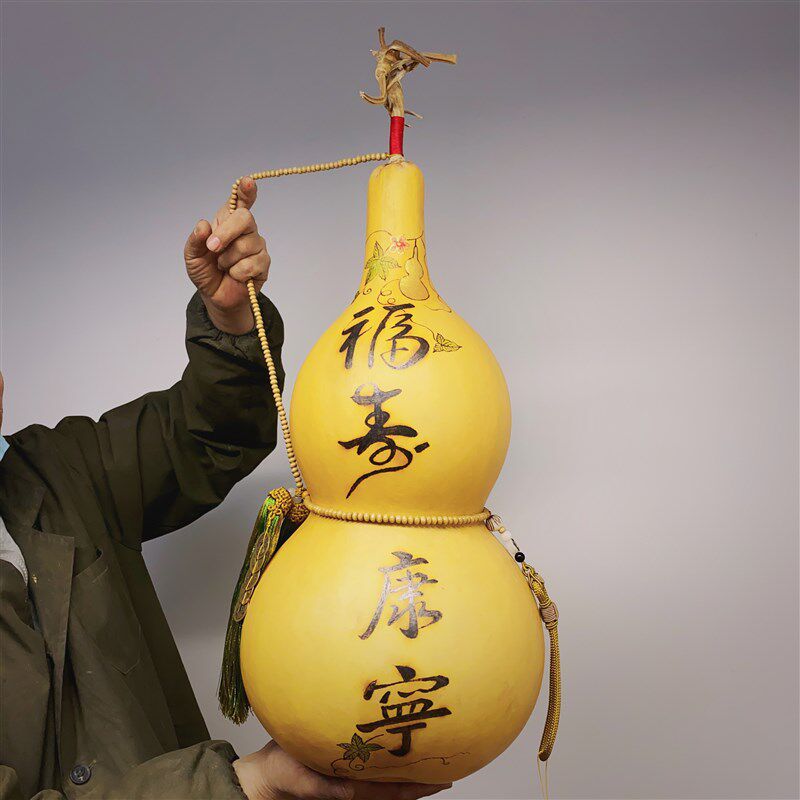 天然葫芦挂小五帝钱带号头家居开口门对门手捻真葫芦特大件龙摆件