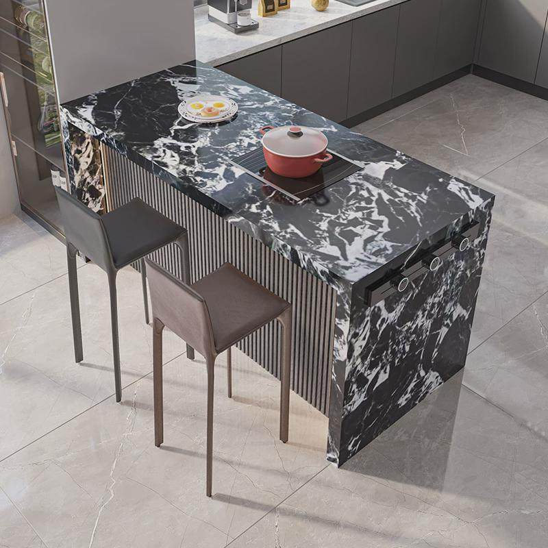 极简岩板岛台餐桌一体中导倒台单独开放式厨房吧台桌一体客厅隔断