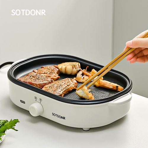 电煎牛排锅多功能迷你电烤盘宿舍小型烤肉机家用早餐机插电平底锅