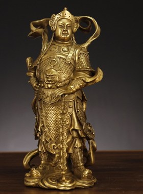 铜韦陀关公佛像摆件珈蓝左右护法韦陀菩萨关公二爷居家供奉神像