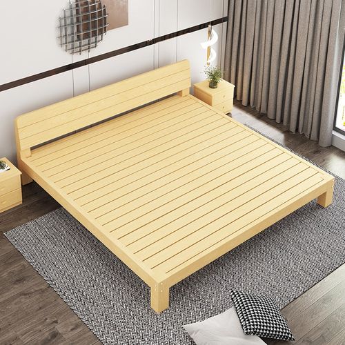 实木大床家用卧室2米2.2m2.4米加长加宽双人床现代简约无床头床架