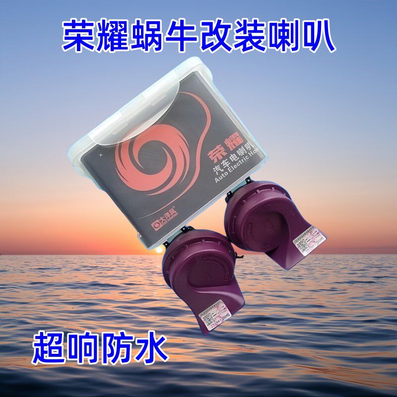 大洋风荣耀DL-163汽车高低音鸣笛防水12伏通用铜芯蜗牛喇叭双喇叭