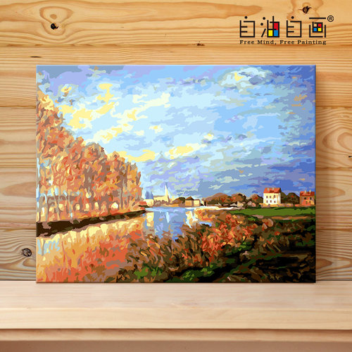自油自画 数字油画diy手绘填充油彩画手工填色减压 香草天空莫奈
