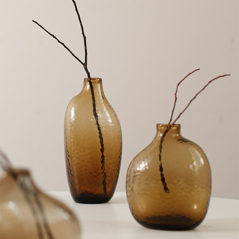 法式中古风咖色不规则玻璃花瓶摆件家居客厅桌面水培绿植花器摆设,家居饰品,花瓶,淘宝优惠券,粉丝福利购,淘宝优惠卷