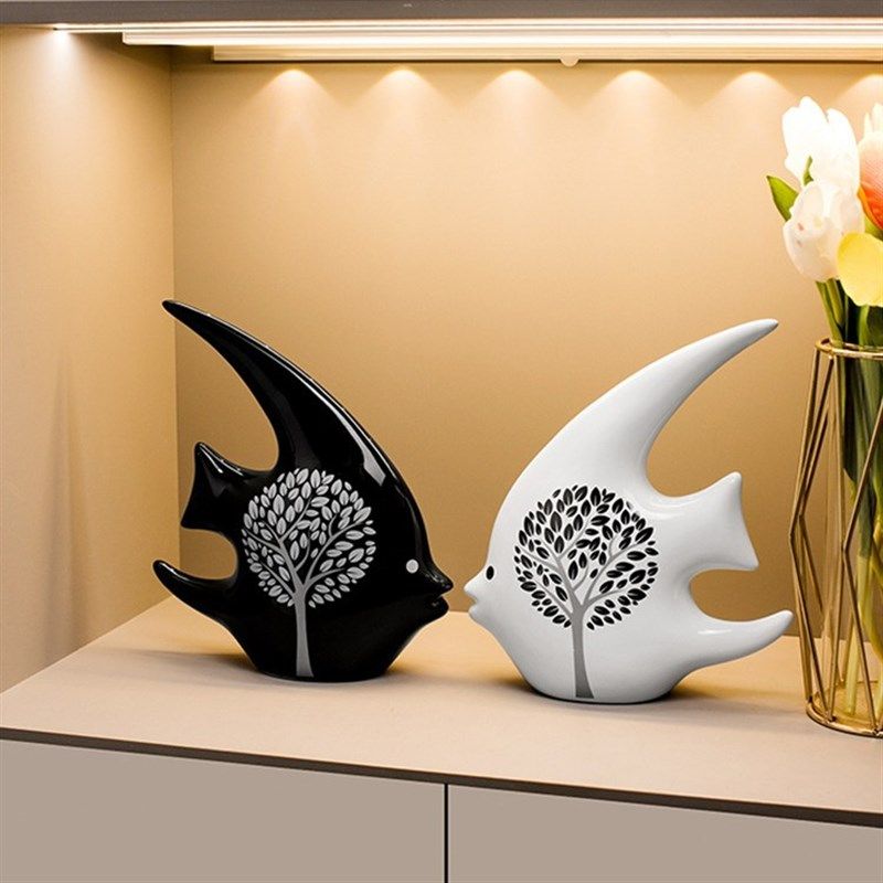 玄关柜入户正对门摆件高级感陶瓷摆件家居饰酒柜装饰品桌面鱼摆设,家居饰品,装饰摆件,淘宝优惠券,粉丝福利购,淘宝优惠卷