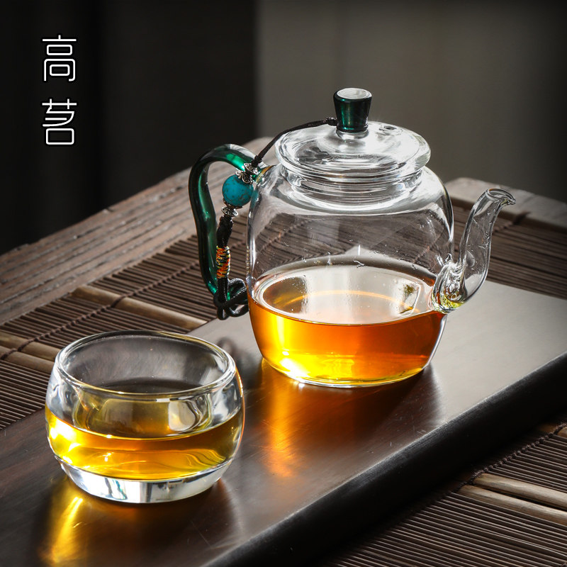 玻璃小茶壶泡茶家用功夫茶壶单人迷你小号透明女士手把壶茶水分离图片