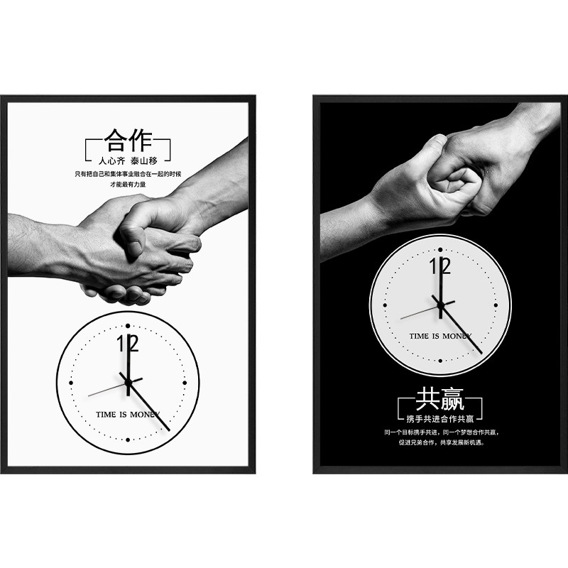 办公室电表挂装饰画带钟表挡遮箱画配电箱挂钟时钟墙面壁画
