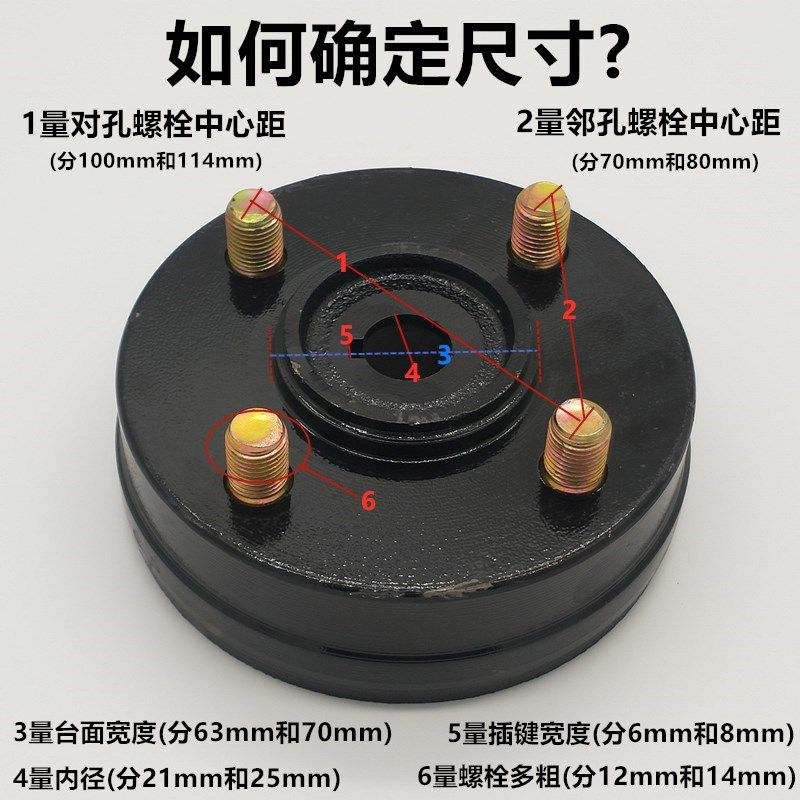 轿动三轮车电动电车四轮车燃油三轮车火三轮刹车2锅20mm鼓刹锅