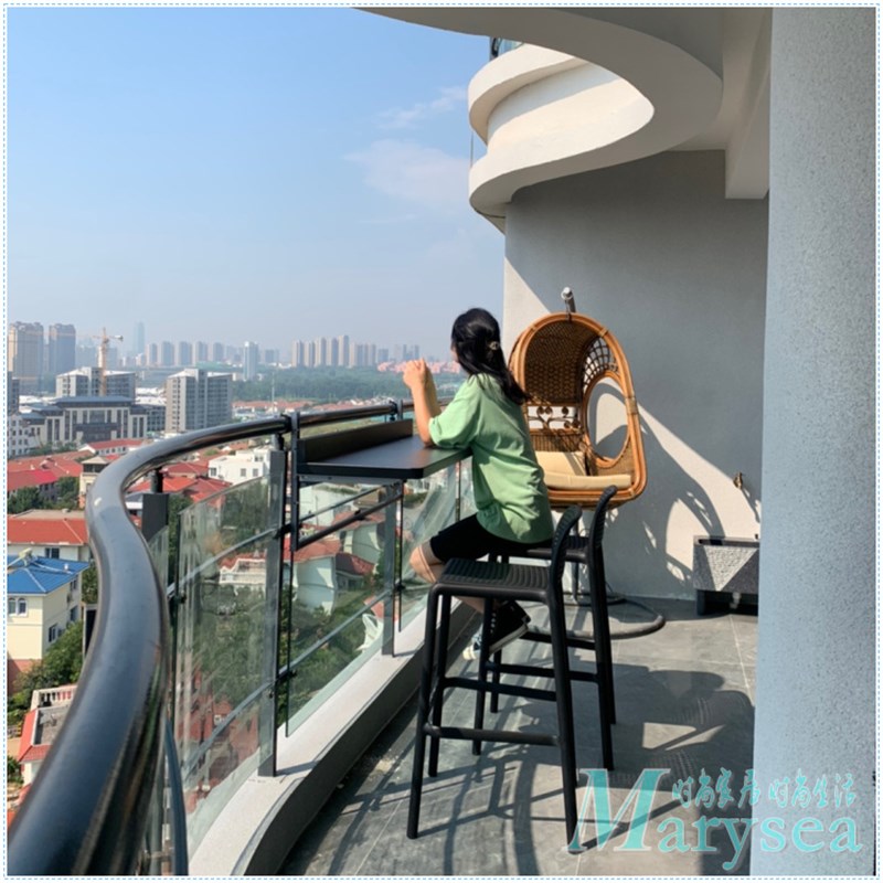阳台栏杆挂桌可折叠吧台桌休闲桌子书桌茶桌护栏悬挂桌吧桌折叠桌