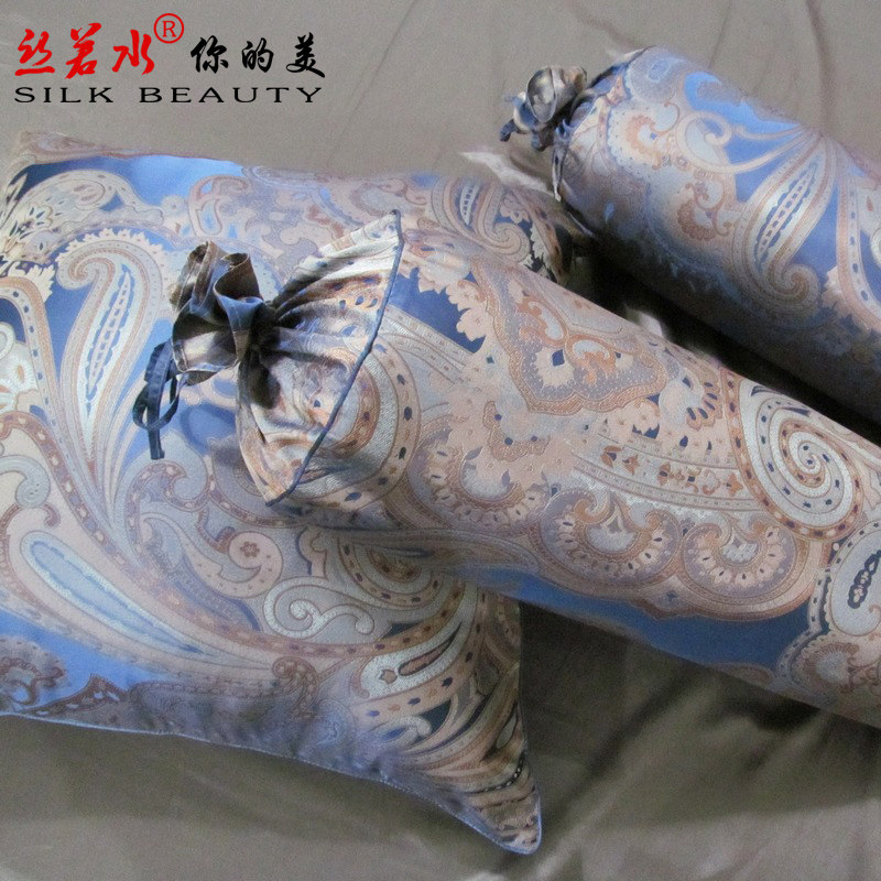 定制 真丝抱枕套糖果枕套 宽幅加厚桑蚕丝色织大提花 华美