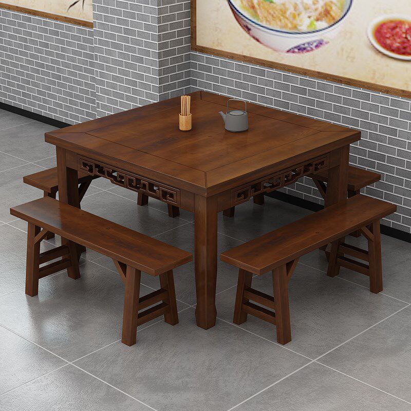 热卖实木八仙桌正方形桌子农家乐餐桌饭店餐馆中式小方桌椅凳组合