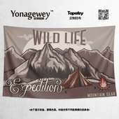 创意野外探险露营俱乐部店铺定制墙壁旗帜装 饰背景布海报挂毯挂布