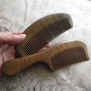 2把 木梳子绿檀木脱发大号静电家用梳子女檀香木按摩梳宽齿防刻字