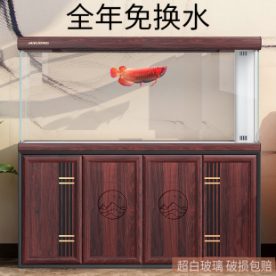 闽江中大型鱼缸水族箱客厅家用落地超白玻璃生态造景免换水龙鱼缸