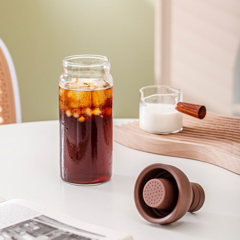 咖啡带过滤随行杯喝水杯冷萃杯冷泡杯果汁杯玻璃茶水分离杯便携女