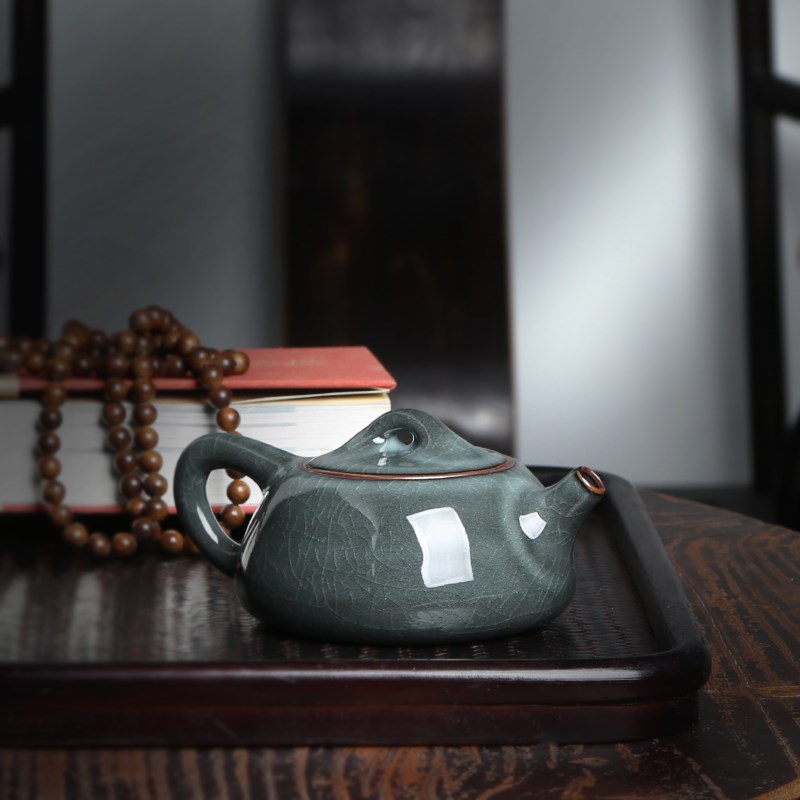 龙泉哥窑青瓷工功夫茶具茶壶陶瓷泡茶壶家用客厅一壶两杯套装