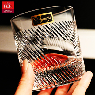 意大利RCR进口水晶玻璃手工刻花杯威士忌调酒杯洋酒杯果汁杯水杯