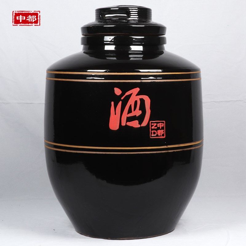 酒坛子家用老式陶瓷密封窖藏土陶存酒20斤50/100酒缸复古加厚埋地